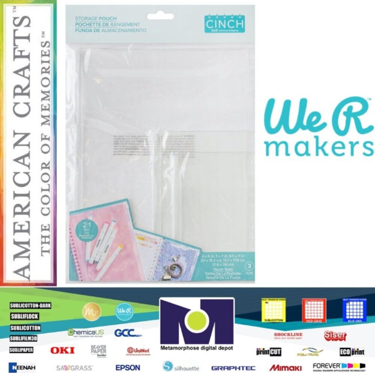 We R Memory Keepers Cinch Storage Pouch 3/Pkg 60000606 by American Crafts